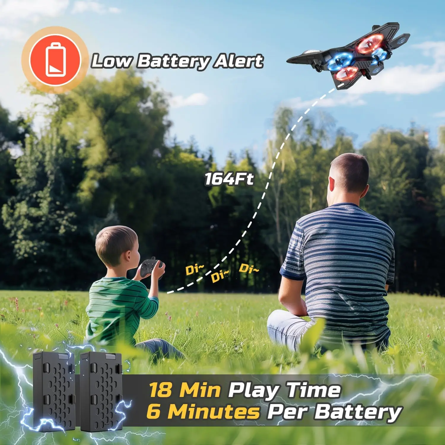 Foam Drone RC Airplane for Kids and Beginners Remote Control Plane Fighter Jet with Light Auto Hovering 360° Flip and 1Batteries - Image 4