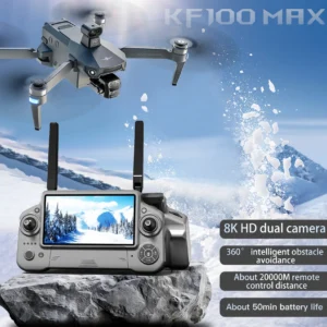 KF100 MAX Professional RC Drone with Screen 90° FPV Wide Angle 8K Dual Camera Drone with Camera 3-Axis Gimbal Quadcopter 5G 20KM
