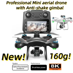 New Professional Mini Aerial Drone Anti-shake Gimbal 8k Camera Screen Control Optical Flow Position Quadcopter Brushless Motor