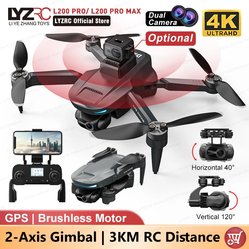 LYZRC L200 PRO/PRO MAX 2-Axis Gimbal Drone GPS Brushless Motor 4K HD Profesional FPV Quadcopter 360° Obstacle Avoidance RC Drone