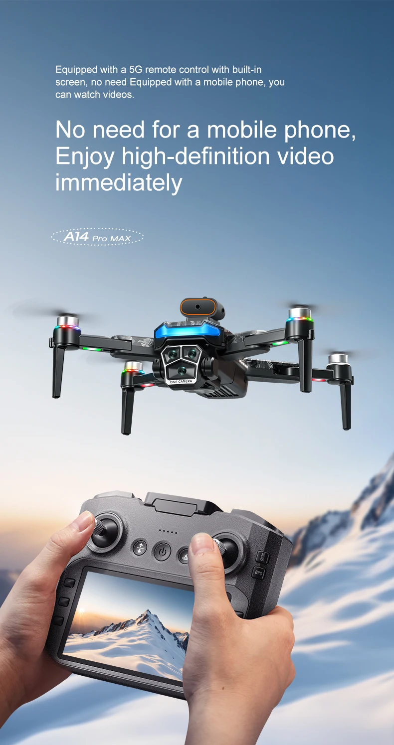Mijia A14 Brushless Drone Triple HD Camera WiFi FPV Folding Arm Night Flight Light Remote Control Quadcopter Photography Toy - Image 3