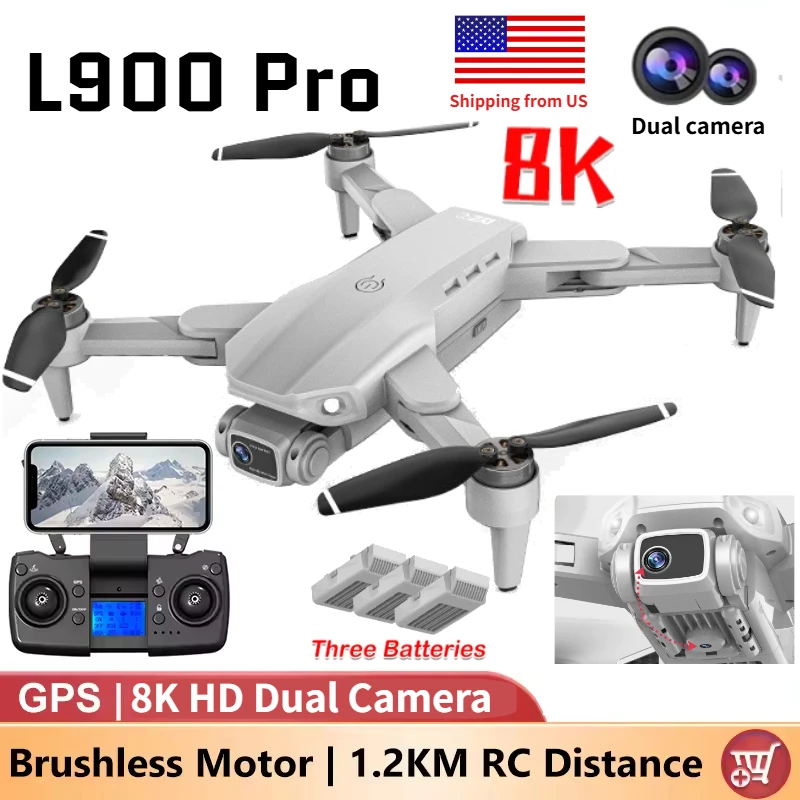 L900 PRO GPS Drone 8K Professional HD Dual Camera 5G WIFI Brushless Motor FPV Quadcopter Foldable Aerial Photography Drone